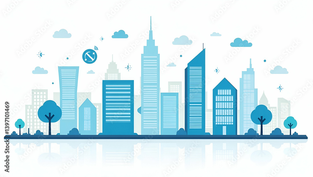 Poster flat futuristic 5g smart infrastructure: integrating intelligent systems for enhanced urban digital 