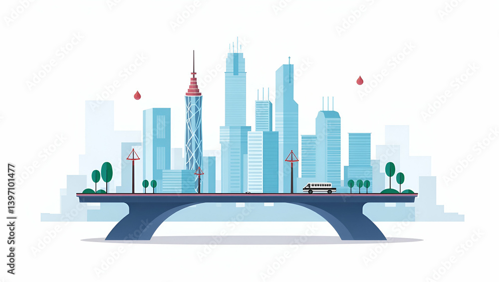 Poster flat futuristic 5g smart infrastructure: a cute vector illustration of intelligent systems and advan