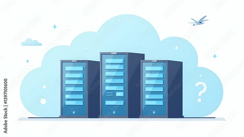 Poster flat modern cloud data center design with state of the art infrastructure optimized energy managemen