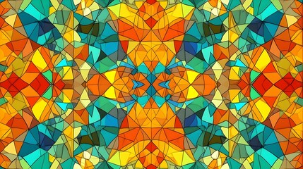 Colorful Geometric Shapes in Kaleidoscopic Pattern Design