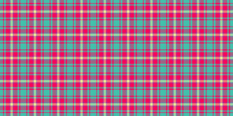 Vibrant teal, pink, and cream plaid pattern.  Perfect for textile design, website backgrounds, or fashion projects. This cheerful, repeatable texture evokes feelings of warmth and nostalgia.