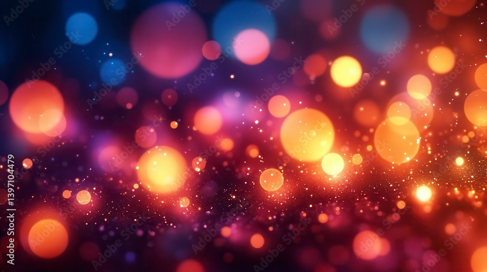 Poster glowing orbs in soft focus with vibrant colors and gentle light streams