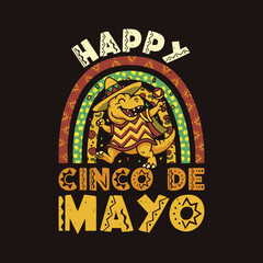 Happy Cinco De Mayo T-Rex Mexican T Shirt Design