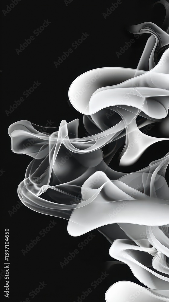 Aufkleber flowing smoke patterns abstract background digital art black environment close-up view aesthetic con