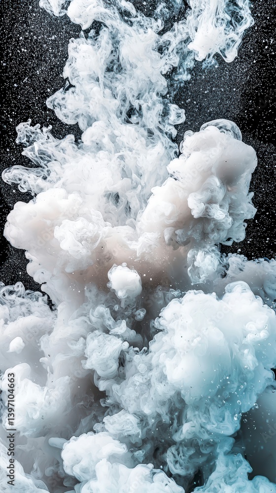Poster dynamic water vapor explosion abstract background high-contrast image studio environment close-up vi
