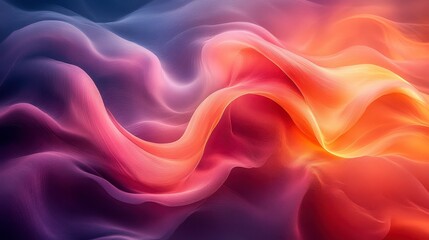 Obraz premium Abstract waves of blended colors in purple, orange, and red hues