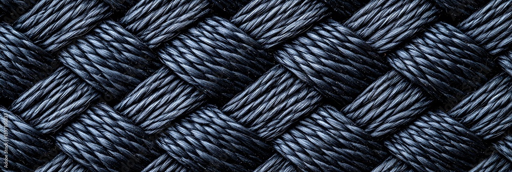 Poster a close-up view of a woven black material, showcasing intricate patterns and textures typical of bra