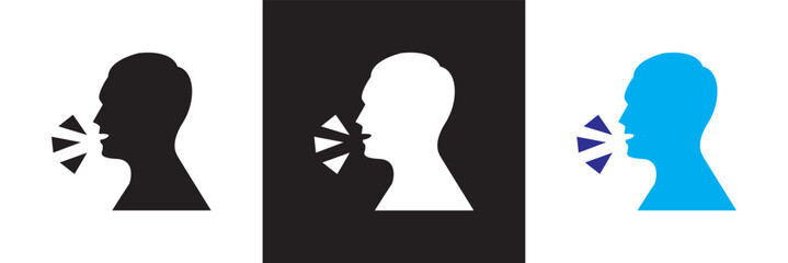 Speaking  icon .Design for decoration, sticker, icon, etc. Vector illustration. isolated on white and black background. EPS 10