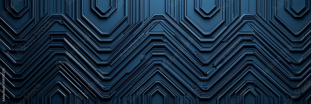 Poster a sleek, abstract pattern of zigzag lines in blue and black, creating a modern, textured surface ide