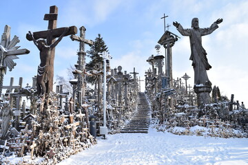 Hill of Crosses in Lithuania – Snowy Pilgrimage Site with Thousands of Crosses