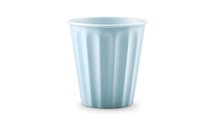 Light Blue Fluted Paper Cup Against White Background Front View