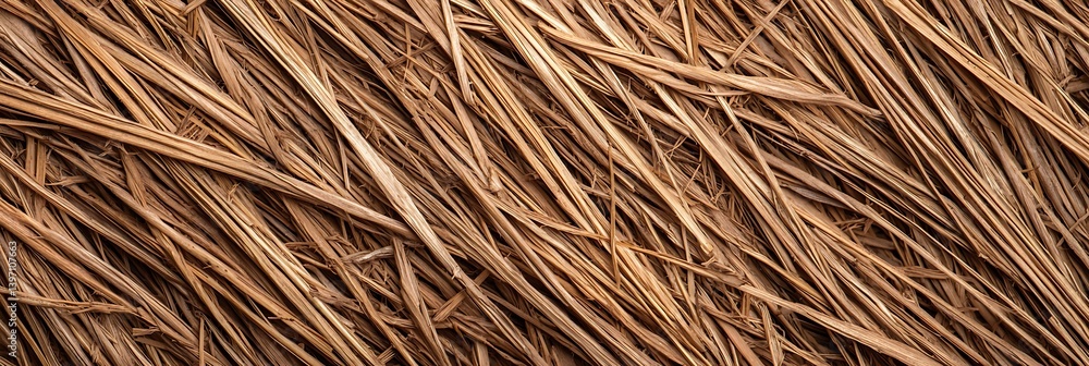 Aufkleber a close-up view of dry, brown straw or grass, showcasing a textured pattern with overlapping strands