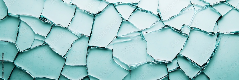 Poster a textured surface with cracked patterns, showcasing a cool blue-green hue, creating an abstract and