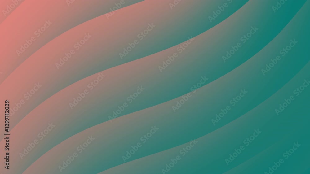 Poster A smooth gradient design featuring flowing waves in teal and coral colors, creating a calming and modern visual effect.