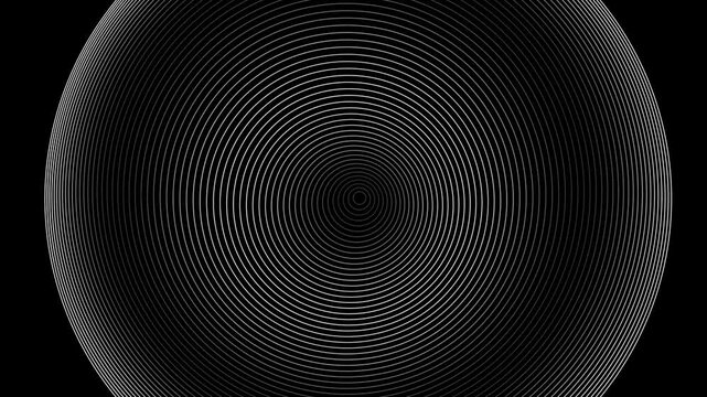 Abstract black and white waves of circle rings in 4k.