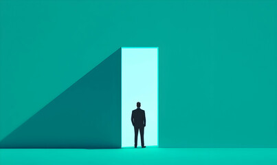 Abstract Representation of a Person Standing in Front of a Door