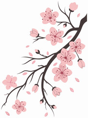 Simple Cherry Blossom Branch Vector – Japanese Style Minimal Art