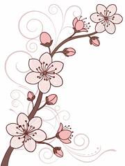Japanese Cherry Tree Branch with Blossoms – Elegant Sakura Flowers Minimalist Art