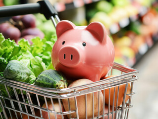 Budget shopping for fresh produce and savings at the grocery store
