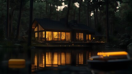 Fototapeta premium Modern Home Design by Architects Surrounded by Natural Landscape