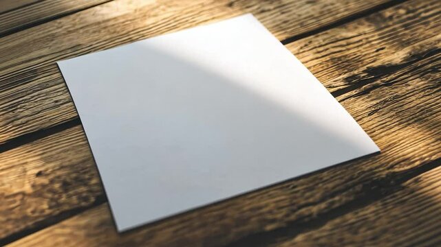 Blank Canvas on Wood: A minimalist composition featuring a blank, pristine white square laid upon a textured wooden surface, creating a study in contrasts and inviting creative potential.