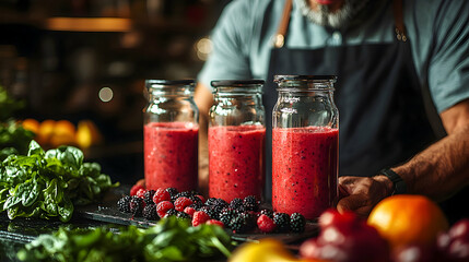 Vibrant red juice healthy homemade drink photography
