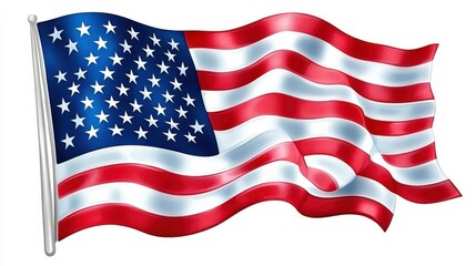 Fototapeta premium Watercolor USA flag on white background . Voting, memorial day, labor day ,election. PNG illustration
