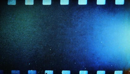Obraz premium vintage blue filmstrip texture with grunge effect, empty cinema frame background for retro movie projects and video editing