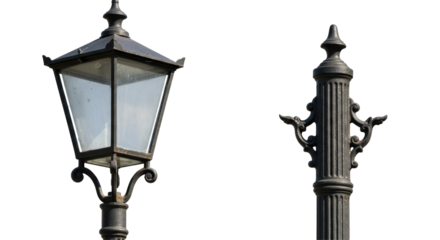 Isolated Old Street Lamp and Pole