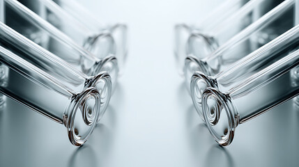 Futuristic lab chemistry tools and glassware minimalist style scientific innovation clean background digital science