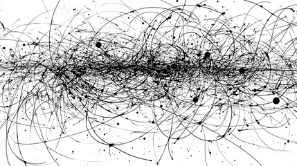 Bold black and white abstract background with expressive paint splashes, creating a striking artistic effect