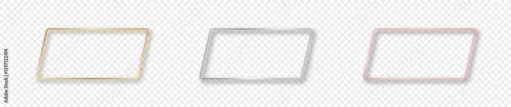 Poster set of three rounded parallelogram frames