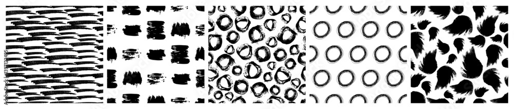 Aufkleber set of seamless patterns with scribble smears