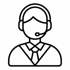 Call center person outline icon on white background