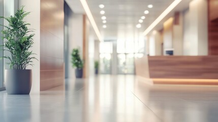 blurred office lobby entrance building background, defocus luxury clinic hospital corridor, modern hotel reception hall interior Ai generated illustration
