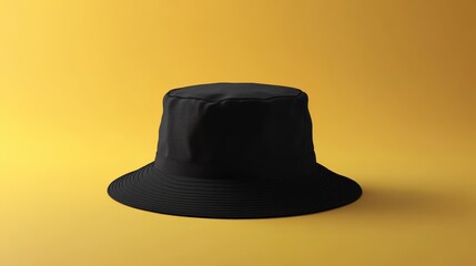 Blank black bucket hat mockup, no gravity illustration