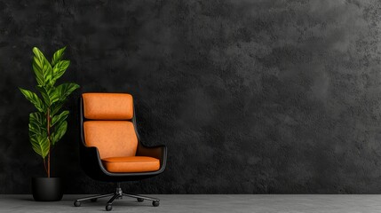Tan Leather Office Chair in Modern Minimalist Interior