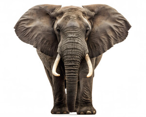 Majestic Elephant Close-Up on White Background