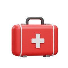 Obraz premium Portable Red First Aid Box with 3D Cross