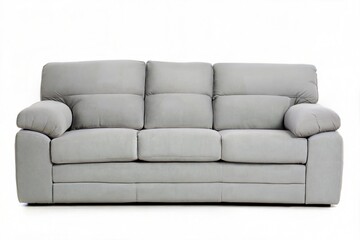Obraz premium Elegant Gray Sofa Modern Cushioned ThreeSeater Living Room Furniture