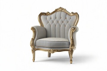 Elegant GoldAccented Armchair Baroque Style Upholstered Chair