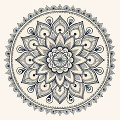 Circular pattern in the form of a mandala. Henna tatoo mandala. Mehndi style. Decorative pattern in oriental style. Coloring book page.