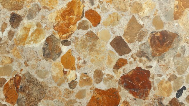 Rough Stone Texture Background in Beige Brown and Orange Tone with Concrete Small Colorful Specks Surface with Macro Detail Natural Design