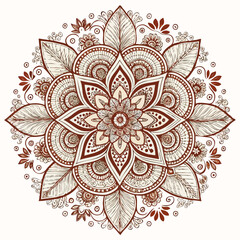 Circular pattern in the form of a mandala. Henna tatoo mandala. Mehndi style. Decorative pattern in oriental style. Coloring book page.