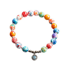 Colorful bead bracelet, white isolate background