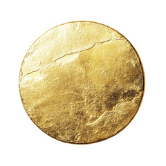 Shiny gold circular surface, white isolate background