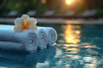 A serene depiction of a spa pool featuring crystal clear water and soft ripples, inspiring sensations of calmness and peacefulness ideal for wellness and self-care themed media