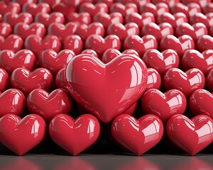 Red hearts with love, background, and 3D.