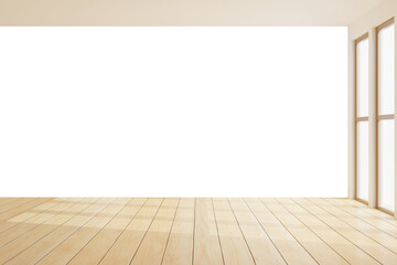 Wooden floor in room  on transparent background- 3D rendering