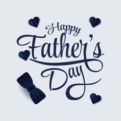 Of a happy fathers day greeting with hearts and a bow tie.